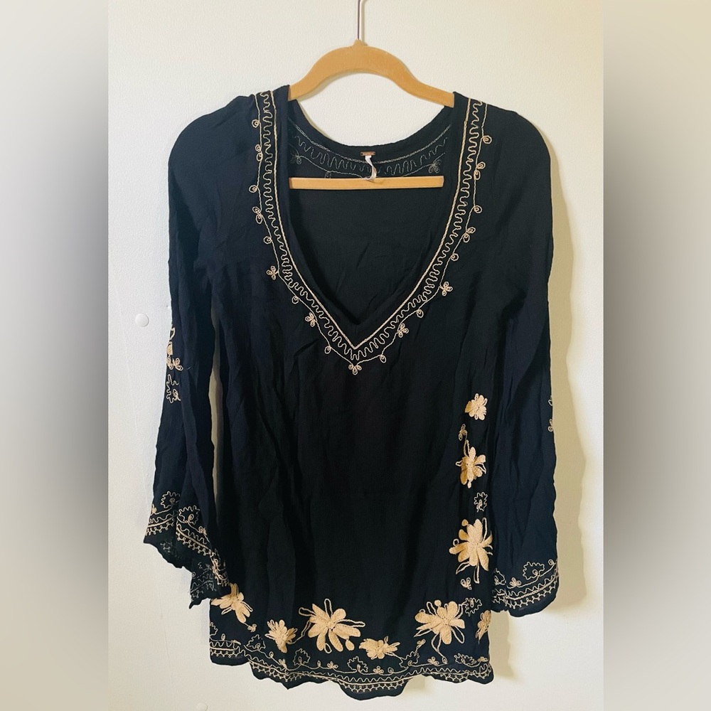 Free People XS Tunic Dress black with embellishments